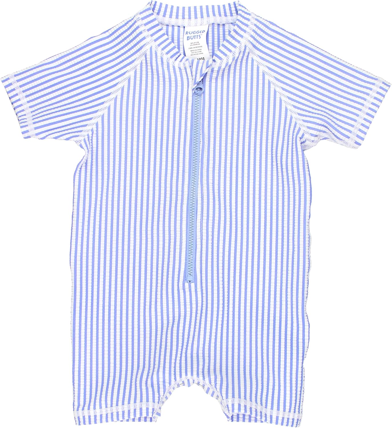 RUGGEDBUTTS Baby/Toddler Boy Swimsuit, One Piece Zipper Rash Guard Sunsuit with UPF 50+ Sun Protection