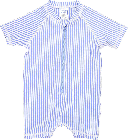 RUGGEDBUTTS Baby/Toddler Boy Swimsuit, One Piece Zipper Rash Guard Sunsuit with UPF 50+ Sun Protection