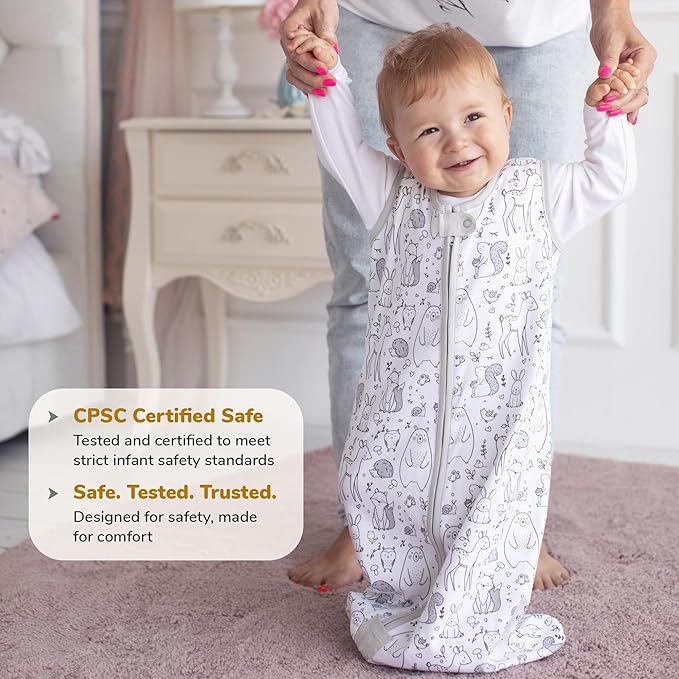 Mama Cheetah Baby Sleep Sack 2.5 TOG, Organic Cotton Baby Wearable Blanket with Two-Way Zipper, Swaddle Transition Baby Sleeping Bag for Newborn Infant Toddler Boy Girl, 6-12 Months