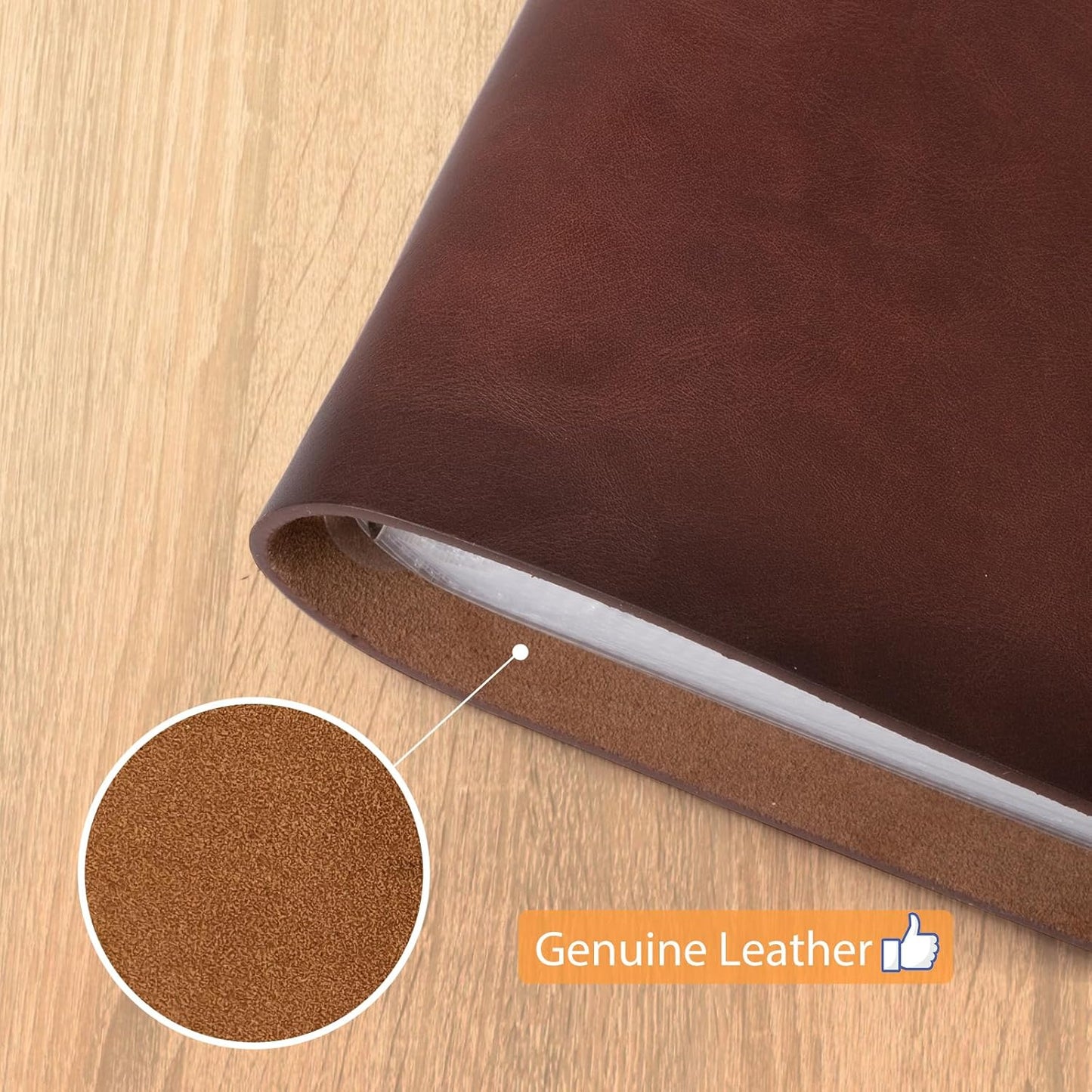 Photo Album 4x6 200 Photos, Genuine Leather Photo Albums with Writing Space with 30 Writing Paper, Travel Family Wedding Kids Graduation Ultrasound Baby Picture Album Scrapbook Photo Album Hold Hands