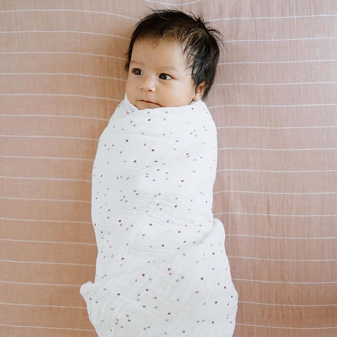 Little Unicorn Premium Cotton Swaddle Baby Blanket | Breathable Fabric | for swaddling, Play, Nursing & More (Dots)