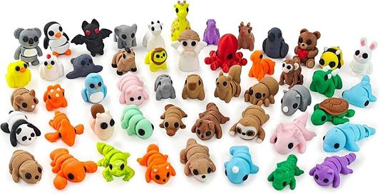 50 pcs Animal Figurines, 3D Printed Animal Figurines Set, Articulated, Party Favors, Pocket Fidget Toys Bulk, Goodie Bag Stuffers, Gifts for Boys Girls Toddlers, Office Desk Pets, Classroom rewards