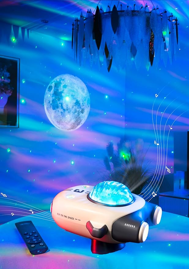 Galaxy Star Projector for Kids, 6 Colors & 5 White Noise Ceiling Night Light with Remote Control, Northern Lights Projector Gifts for Girls Boys Adults,Bedroom Party Decoration (Gray)