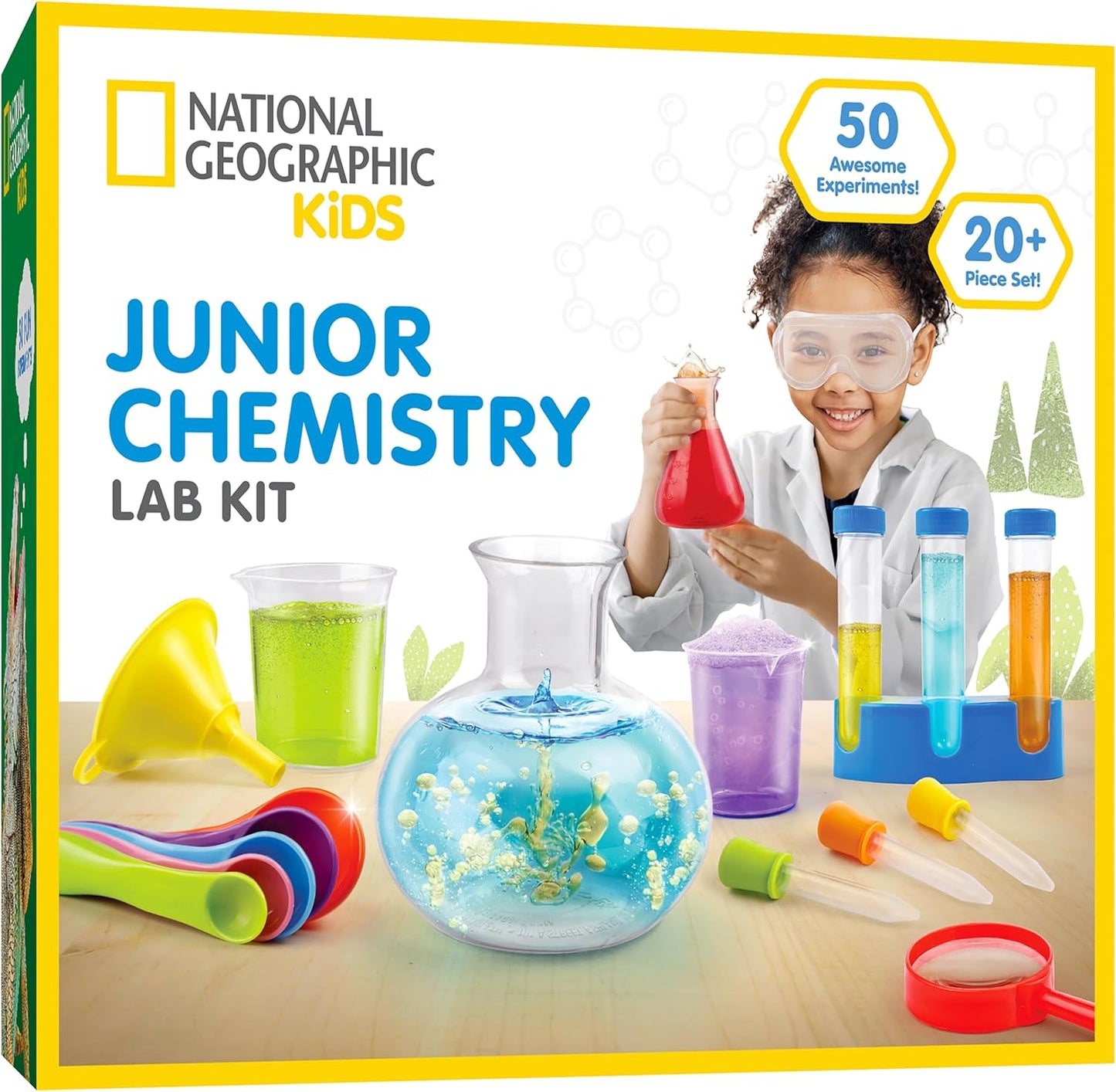 National Geographic Kids Junior Chemistry Set - Complete Early Learning Lab Kit with 50 Science Experiments and 20+ Lab Tools for Kids Aged 4-6