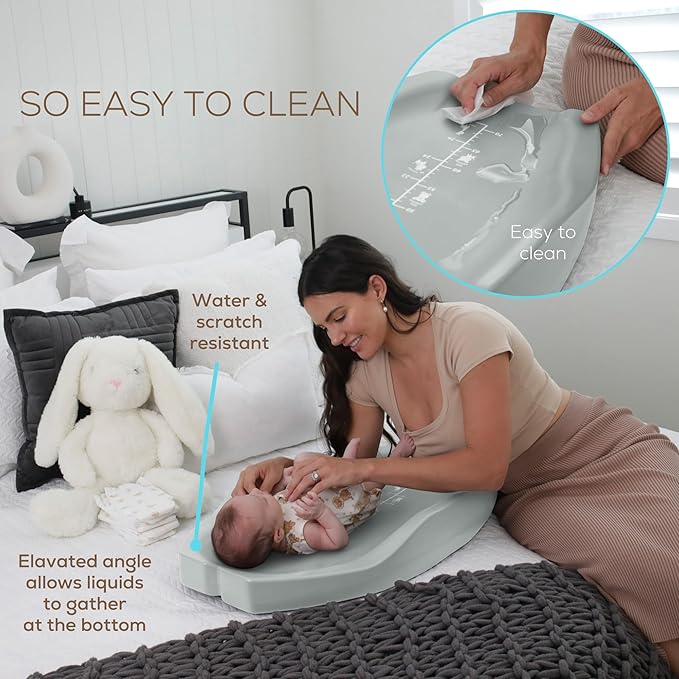 Apricity Baby Diaper Changing Pad – Waterproof Wipe-Clean Foam Changing Mat with Raised Sides, Non-Slip Base & Portable Design, Extra-Large 31.5” × 19.7” for Newborn to Toddler (Sage)