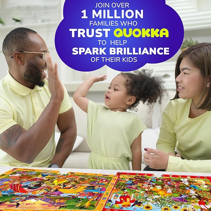 QUOKKA Puzzles for Kids Ages 6-8 - Toddler Puzzles 4-6 - 4-Pack 60 Piece Search and Find Animals and Bugs Jigsaw Puzzle 5-8 - Learning Toys for 3 yo Boys and Girls - Educational Games Gift Version II