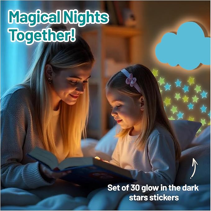 Cloud Lights - Nursery Decor Cloud Lamp, Rechargeable Baby Lamps with Remote, Hanging Lamp for Nursery, Kids Night Light with Timer & Touch Control (Blue)