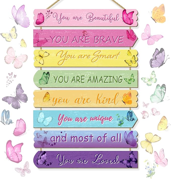 Butterfly Room Decorations For Girls, Kids Room Decor, Inspirational Wall Decor, Little Kids Bedroom Decor,Bedroom Deco For Teen Girls,Nursery Wall Deco (Butterfly)