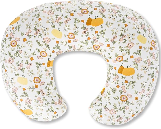 Nursing Pillow, Breastfeeding Pillow with Removable Cotton Cover, Baby Feeding Pillow for Mom Easier Breast Feeding and Bottle Feeding, Breastfeeding Support Cushion for Newborn (Flower Beige)