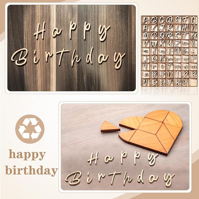 Geelin 248 Pcs 1 Inch Wood Alphabet Letters Numbers with Storage Box Blank Unfinished Wooden Letters Numbers with Rustic Storage Tray for Spelling Learning Education DIY Crafts(Rollerscript)