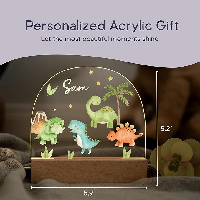 Dino Night Light/Light Up Dinosaur Night Light/Color Changing Dino Lamp/Cute LED Dinosaur Lamp for Boys/Safe, Non-Toxic Design Perfect for Nursery