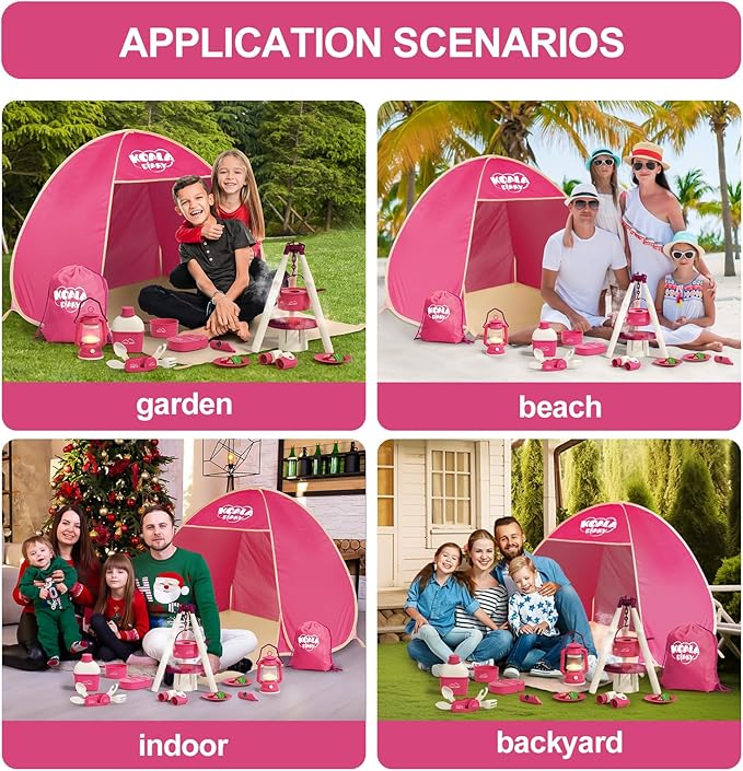 Kids Camping Set – an Outdoor Campfire Toy Set Featuring a Tent, Oil lamp, Stove, and More,Gift Idea for Girls Age 3+ Year Old Birthday Christmas