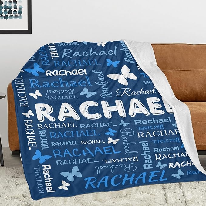Personalized Throw Blanket with Name Custom Blankets Customized Baby Blanket for Girls Kids Adult Birthday Gift