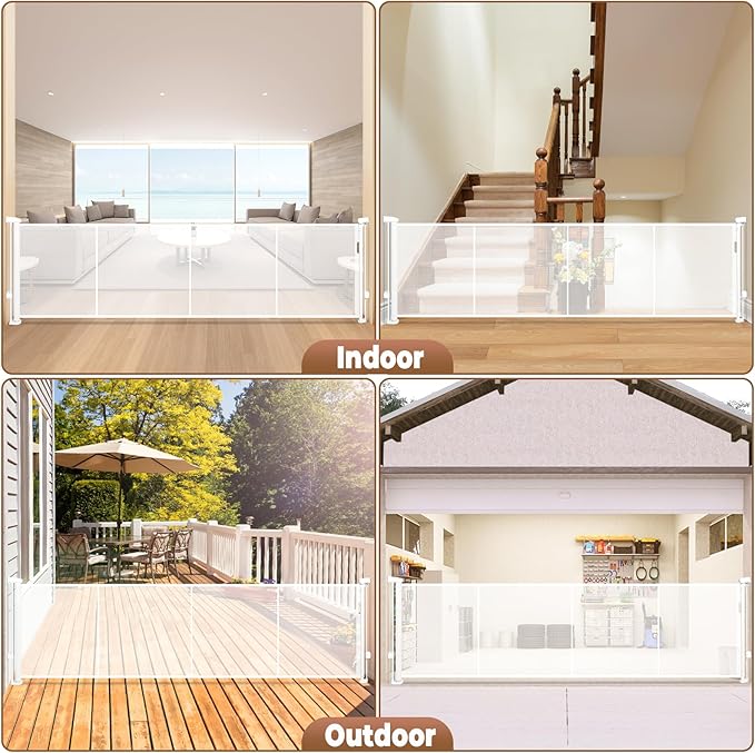 200.1" Retractable Baby Gate Extra Wide, 41" Tall Retractable Dog Gate for Stairs, Doorways, Decks, Mesh Gate Long Child Gate Pet Gate for Indoor, Outdoor, with Reinforced Mesh Rods, Dual Locks