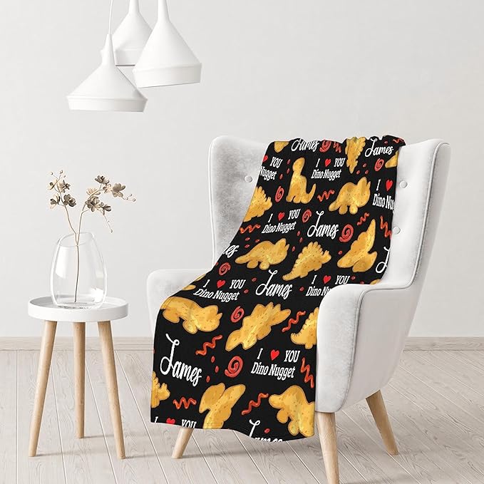 Personalized Baby Blanket for Girls Boys Chicken Nugget Custom with Name - Swaddle for Toddlers Infants Kids Shower Newborns Nursery Stroller Crib Decor Throw Birthday Gift