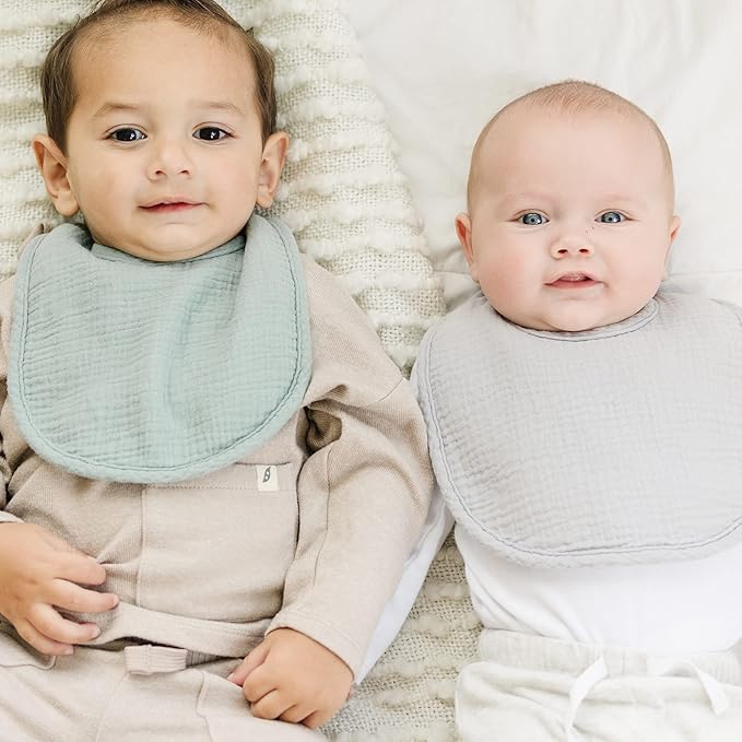 Konssy Muslin Baby Bibs 8 Pack Baby Bandana Drool Bibs Cotton for Unisex Boys and Girls, Soft Absorbent Set for Teething and Drooling