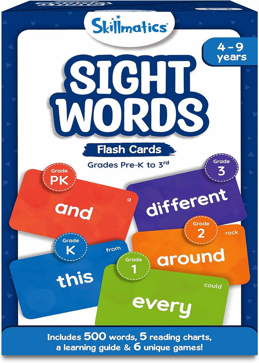 Skillmatics Flash Cards - 500 Sight Words for Preschool (Pre-K), Kindergarten, 1st, 2nd, 3rd Grade Gifts, Includes The Dolch & Fry Word List & 6 Unique Games