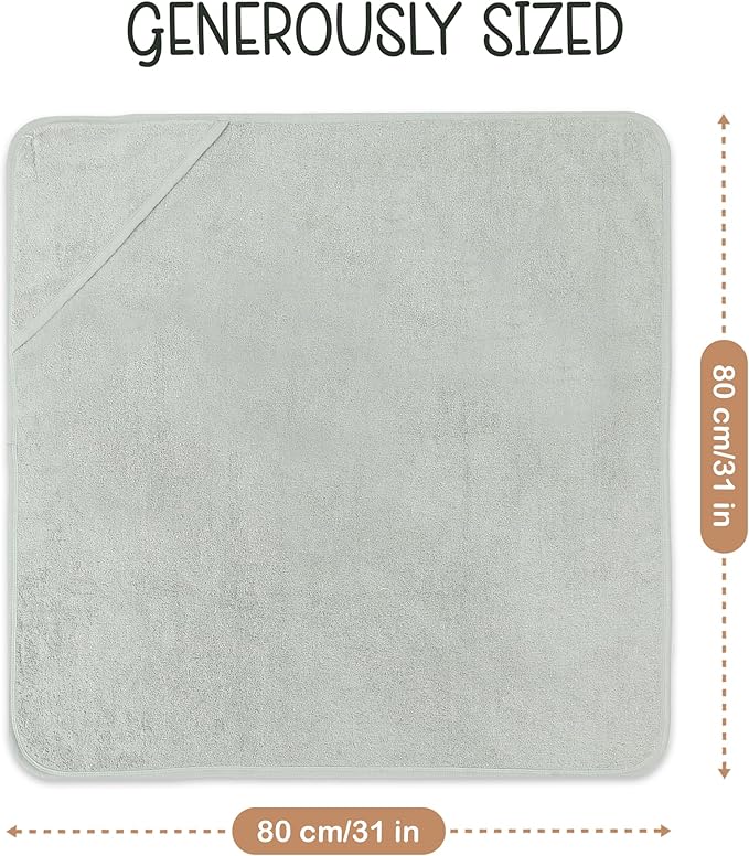 Organic Cotton Plush Woven Hooded Baby Towels, 31x31 Inches, Plush Bath Towels with Hood for Newborns and Kids, Girls & Boys (Moss Green, 31.4" L x 31.4" W)