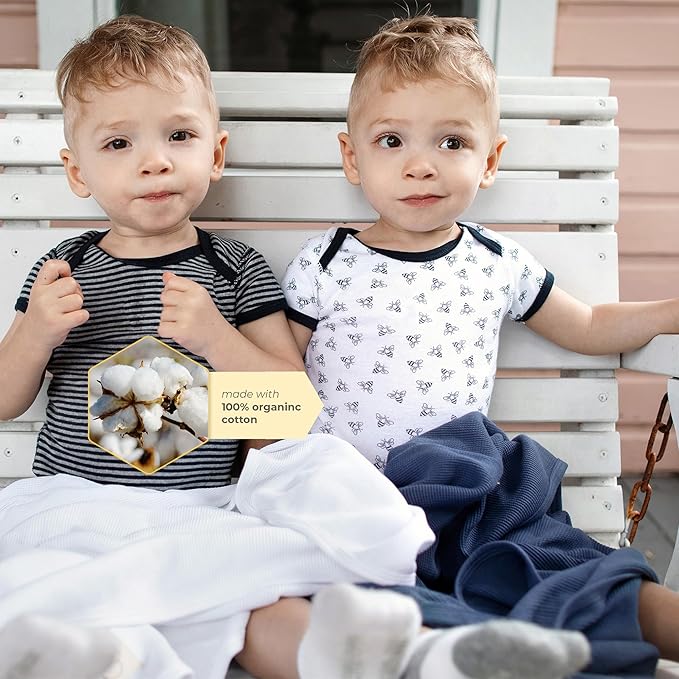 Burt's Bees Baby Organic Cotton Bodysuits – Baby Boy & Girl Short and Long Sleeve One-Pieces, 5-Pack