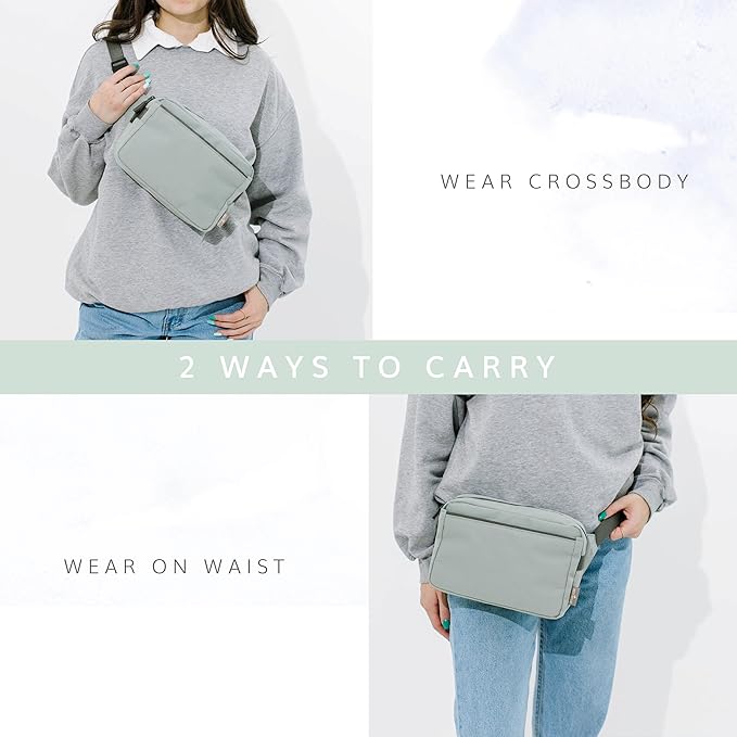 Red Rovr Everyday Joey Belt Bag | Organization & Zipper pockets |Adjustable Strap for All Ages (Sage)