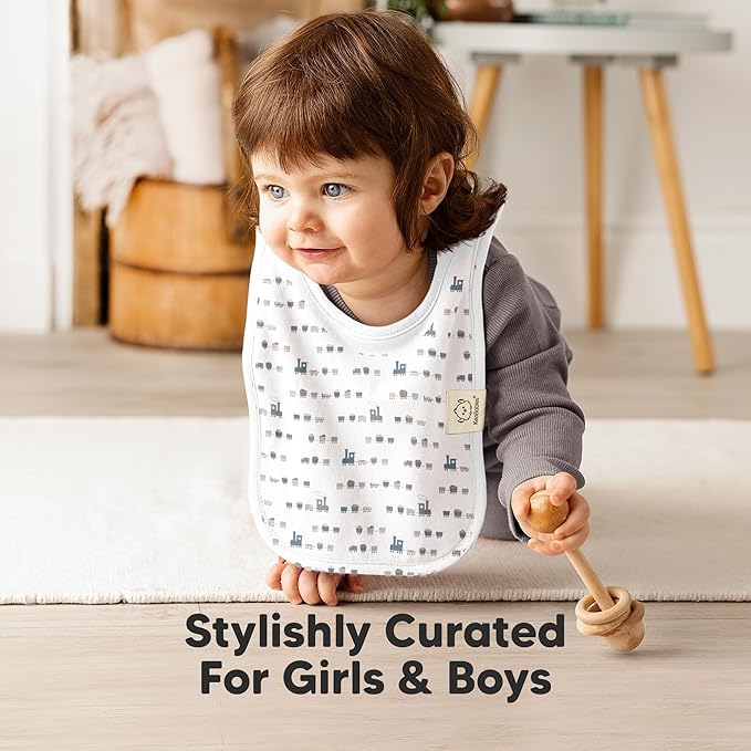 8-Pack Baby Bibs for Boys, Girls - Pullover Bibs for Drooling Teething Baby Girl & Boy Toddler, Newborn, Soft & Absorbent, Cute Colors, Large Torso Coverage Keep Infant Clean & Dry (Vessels)