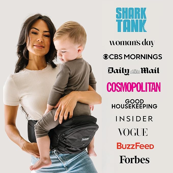 Tushbaby The Original Premium Quality Hip Seat Carrier – Safety-Certified Baby & Toddler Carrier with Secure Safety Buckles, No-Flimsy-Foam Design, Storage Pockets & Nursing Pillow. 0–3 yrs