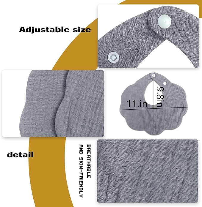 Baby Bibs Muslin Bibs 8 Pack for Drooling and Teething for Unisex Girls Boys