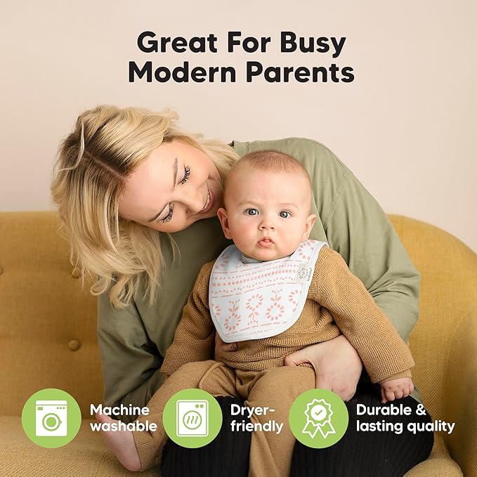 8-Pack Organic Baby Bibs for Boys, Girls - Soft Cotton Drooling and Teething Bibs for Baby Girl & Boy, Extra Absorbent, Easy To Clean & Put On for Toddler, Newborn, Infant 0-24 Months (Prism)