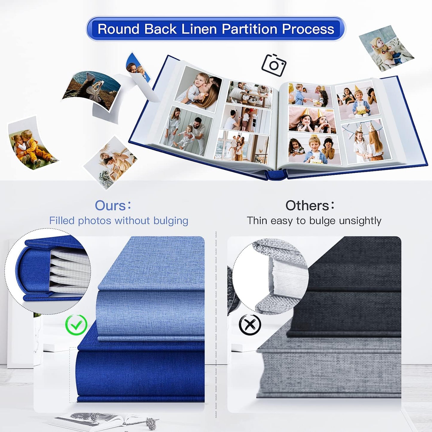 popotop Photo Album 4x6-600 Photos Photo Books with 600 Horizontal and Vertical Pockets,Linen Cover Albums for Family Wedding Anniversary Baby Vacation Pictures