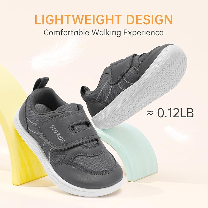 Toddler Wide Toe Box Barefoot Shoes Boys Girls Sneakers Kids Tennis Shoes Preschool Non Slip Lightweight Comfortable First Walking Shoes Running Outdoor Activities