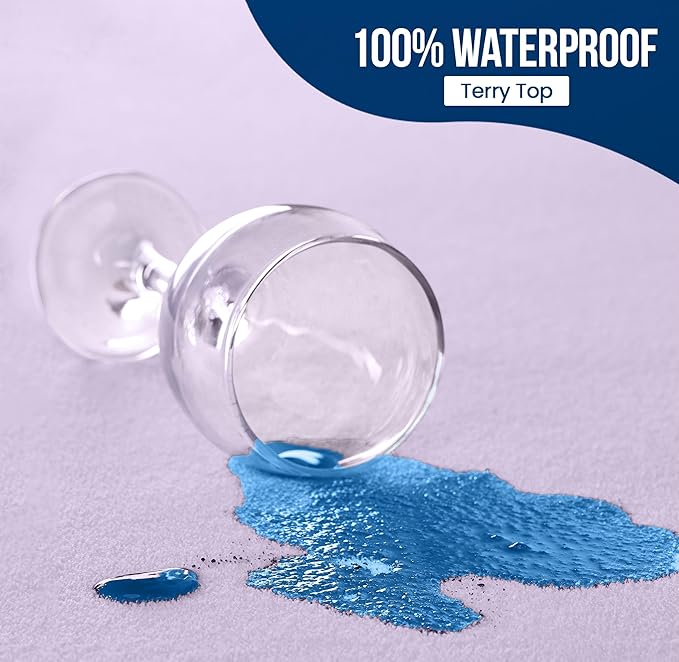 Utopia Bedding Waterproof Mattress Protector Twin Size, Premium Terry Mattress Cover 200 GSM, Breathable, Fitted Style with Stretchable Pockets (Lavender)