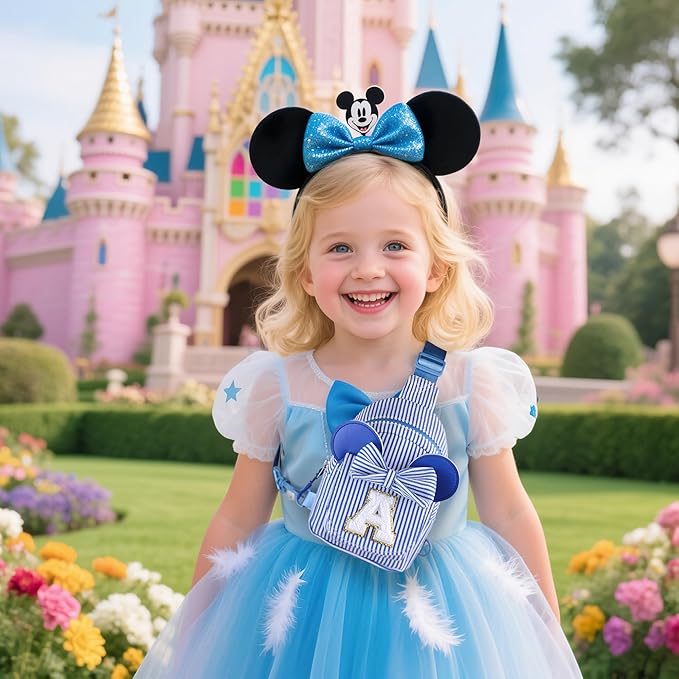 Kids Cross Body Bag, Birthday Gifts for 4 5 6 7 8 9 10 Year Old Girls Gift, Small Sling Bags for Girls Kid Daughter Birthday Gift for Kids Girl Monogram Small Sling Bag (Blue K)