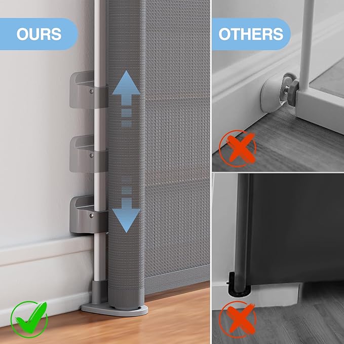 PRObebi Retractable Baby & Dog Gate - Extends to 72" Wide, 34" Tall, for Stairs, Doorways, Hallways & Outdoor Use