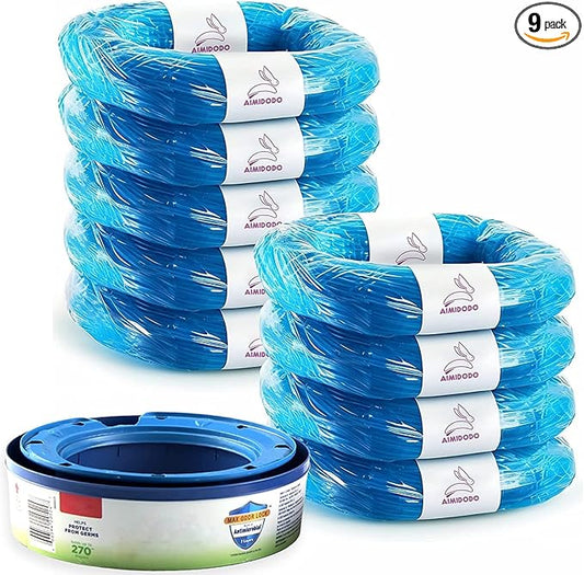 9 Pack Diaper Pail Refills Compatible with cartridges for Genie diaper pail refills bags refill (Cartridge is not included)