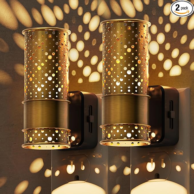 L LOHAS LED Night Light, 2 Pack Dimmable Night Lights Plug into Wall, Vintage Nightlight with Light Sensor, Soft White, 0-100LM Plug in Aesthetic Night Light for Adults Bathroom Hallway Gift