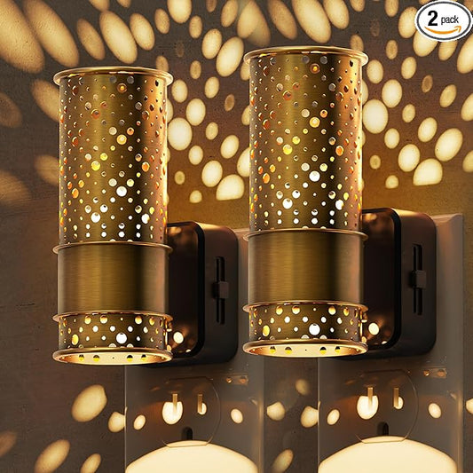 L LOHAS LED Night Light, 2 Pack Dimmable Night Lights Plug into Wall, Vintage Nightlight with Light Sensor, Soft White, 0-100LM Plug in Aesthetic Night Light for Adults Bathroom Hallway Gift