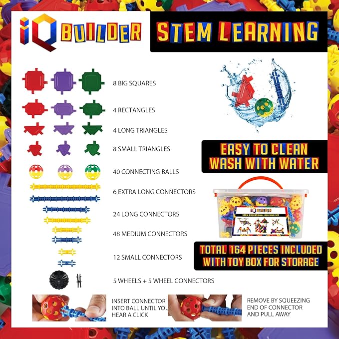 IQ BUILDER | STEM Learning Toys | Creative Construction Engineering | Fun Educational Building Set for Boys & Girls Ages 3-10 | Top Blocks Game Kit