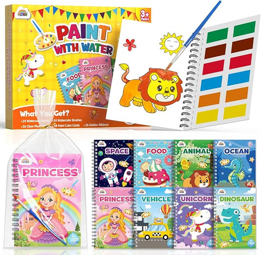 ZMLM 24 Water Coloring Books for Kids Party Favors - Bulk Mini Coloring Books for Kids Ages 4-8,Small Birthday Goodie Bag Stuffers School Teacher Return Gift Art Crafts Classroom Prizes (Classic)