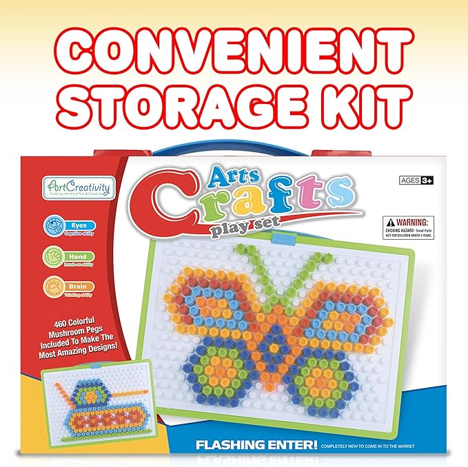 ArtCreativity Mushroom Peg Puzzle for Kids with 10-Challenges - Fun Brain Teaser for Children - Arts and Crafts Creative Educational Learning Toy - Gift Idea for Boys and Girls