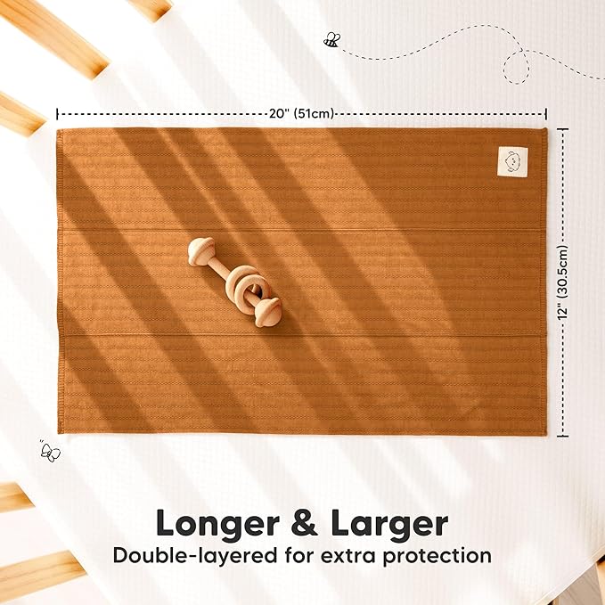 KeaBabies Organic Cotton Burp Cloths Baby Girl, Boy - 6-Pack Large Burping Clothes for Babies, Spit Up Rags, Super Soft & Absorbent Newborn Wash Towels, Gender Neutral, Non-Shrink (Stria, Terracotta)