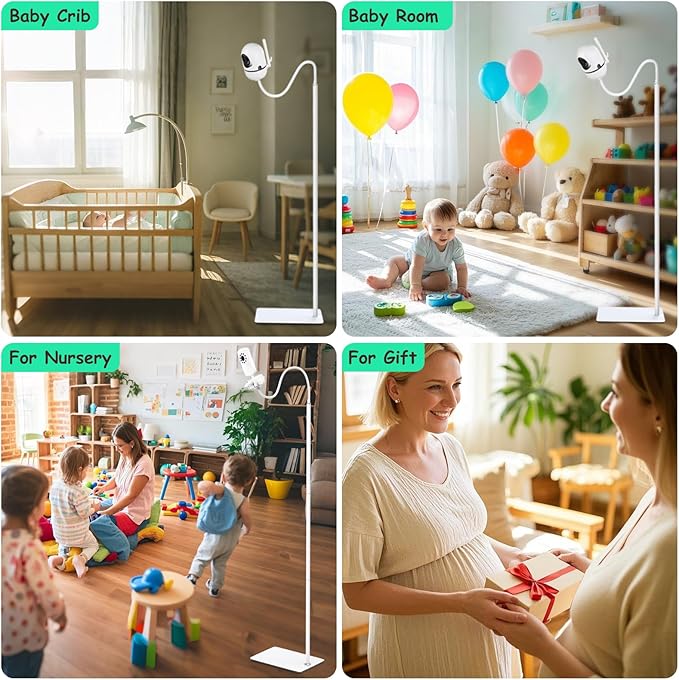 69" Adjustable Height Floor Stand for Hello Baby Monitor, Gooseneck Swivel Holder Mount with Stable Base for HelloBaby,Nanit Pro,Owlet, Motorola,VAVA,1/4 Thread Connection, Universal Monitor Mount