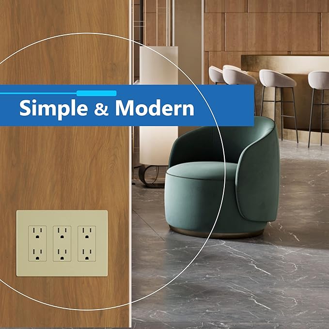 LIDER Matte Finish Decorator Switch Cover, Screwless Wall Plate, Mid-Size 3-Gang 4.88" x 6.77", Unbreakable Polycarbonate Thermoplastic, UL Listed, LSWP-33M-I, Ivory