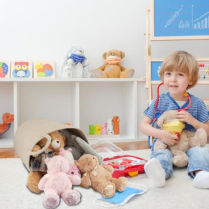 Cotton Rope Laundry Basket Hamper for Clothes Woven Storage Basket for Living Room Bedroom Boho Tall Rope Baskets for Blanket Toys Pillow Towels Baby Nursery Hamper Bin oatmeal