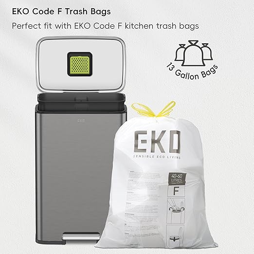 EKO Madison Gunmetal Stainless Steel 50 Liter/13.2 Gallon Step Trash Can with Inner Liner - Fingerprint Resistant Finish