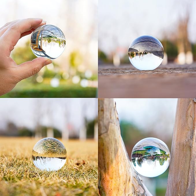 ZEERSHEE 60mm Sparkling Clear Crystal Ball with Stand Handcrafted Photography Prop for Magical Shots Elegant Home & Party Decor for Women