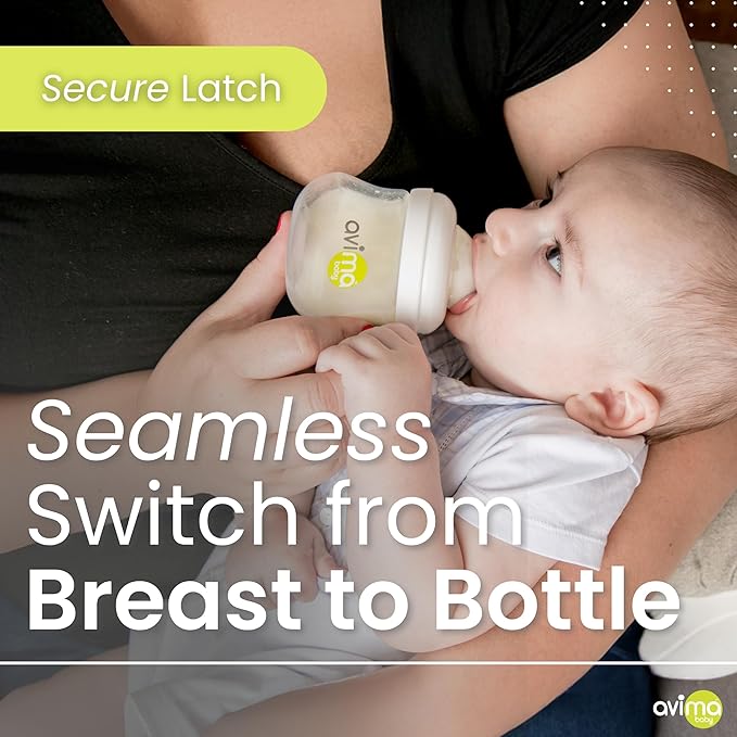 Avima Baby 9 oz Anti Colic Baby Bottles for Breastfed Babies - Medium Flow Nipples, Wide Neck Bottles, BPA Free - 3-6 Months, Stage 2 (Set of 6)