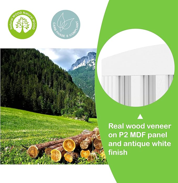 SPIRICH 120" Extra Wide 28" Tall Dog Gate Indoor, Dog Gates for Doorways, Stairs, The House, Wooden Freestanding Foldable Pet Gate, Step Over Puppy Gate, 5 Panels, White