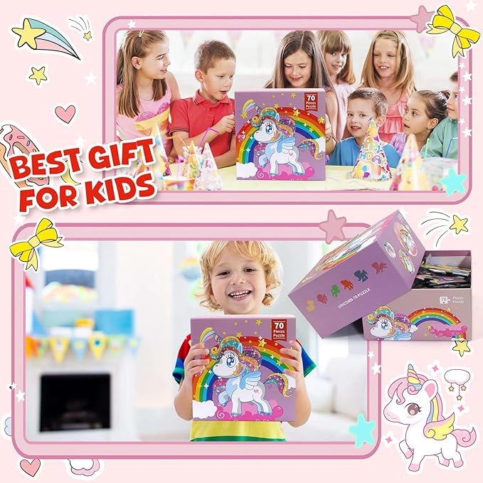 Kids Large Floor Puzzle -Educational Floor Puzzles for Kids, Best Gifts for 3-6 Years Old Girls, 70 Large Pieces, Puzzle for Boys and Girls 3+, Gift for 4-8 Years Old (Unicorn Puzzle)