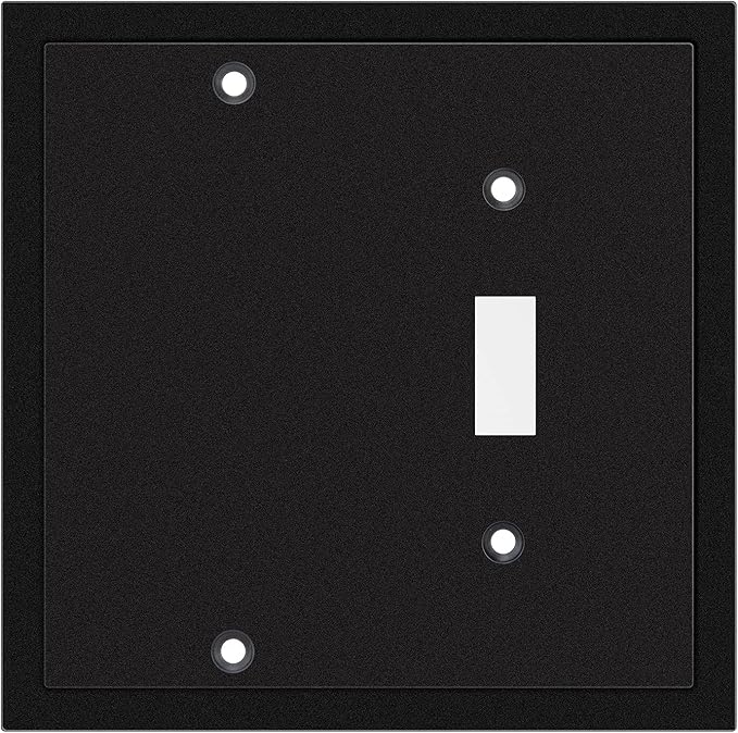 Modern Edge Decorative Wall Plate Switch Plate Outlet Cover, Durable Solid Zinc Alloy (Blank/Toggle, Matte Black)