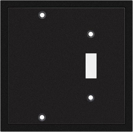 Modern Edge Decorative Wall Plate Switch Plate Outlet Cover, Durable Solid Zinc Alloy (Blank/Toggle, Matte Black)